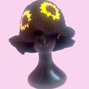 Handmade Black and Yellow Sunflower Hat